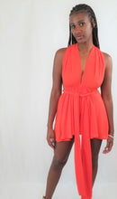 Load image into Gallery viewer, Two, 76&quot; long lengths of fabric sprout from an elastic waistband and wrap into a multitude of bodice styles including halter, one-shoulder, cross-front, strapless, and more.