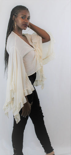 White Wing Tie-up Crop Top