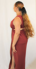 Load image into Gallery viewer, Showstopping jumpsuit with V-neckline, long sleeves, and trendy tie-front bodice. A fitted waist tops dramatic, wide-leg pants with full-length hems.