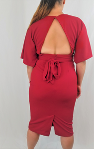 Red Rose Backless Dress